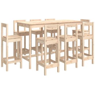 vidaXL 9 Piece Bar Set Solid Wood Pine Vidaxl