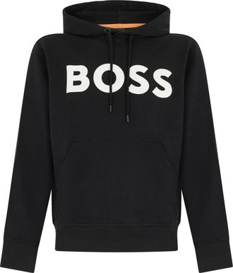 HUGO BOSS Relaxed-fit hoodie van katoen met groot logo - Heren - Hoodies - Zwart - L - Katoen - Hoodies & sweatvesten
