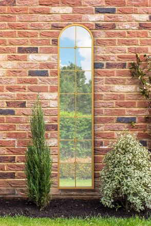 MirrorOutlet Gold Framed Arched Leaner Garden Wall Mirror 75 X 16 (190CM X 40CM) | Size: 1 Pack