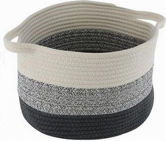 Trade Shop Trade Shop - Cestino Cesto Tessuto Corda Intrecciato Porta Oggetti Rotondo 29 X 20 Cm 10651