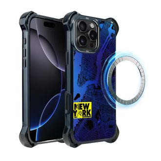 OEM Custodia Per Iphone 16 Pro Max Ibizu Dropguard Ultra Con Magsafe, Mappe Del Mondo, New York