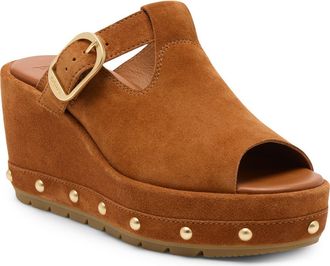 Sorel Sunpeak Studded Platform Wedge Sandal in Iced Tea/Gum at Nordstrom, Size 9.5