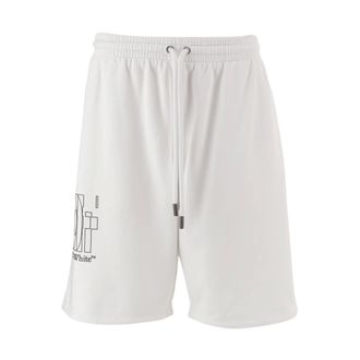 Off-white Casual Shorts, male, White, Size: S Heraldic Arrow Cotton Shorts