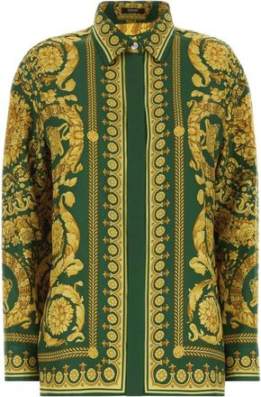 Versace Shirts, female, Green, XS, Silk shirt