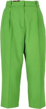 Elisabetta Franchi Cropped Trousers, female, Green, Size: XS Wide Cropped Trousers