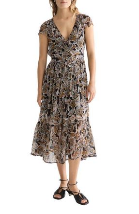 Scotch & Soda Print Chiffon Midi Dress in Lucky Bandana Multi Meteorite at Nordstrom, Size 10 Us