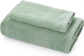 KASANOVA Coppia asciugamani viso e ospite spugna verde