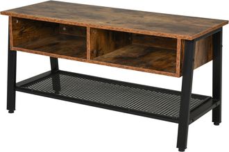 HOMCOM Rubber Wood 3-Tier TV Media Unit Black/Brown - Home Living | TJ Hughes Black