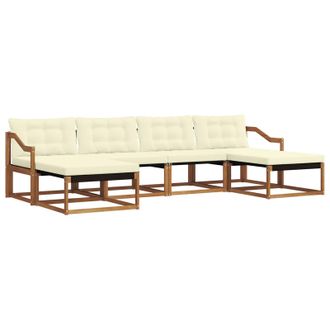 vidaXL Conjunto De Sof&aacute;s De Exterior Con Coj&iacute;n 6 Pcs Natural Y Crema Vidaxl