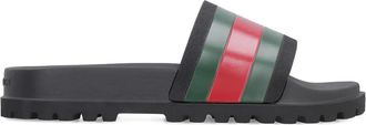 Gucci Pursuit slippers met web detail - Zwart