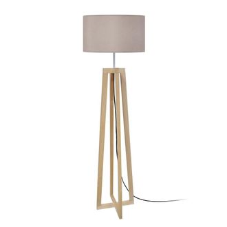 Tosel Lamp&aacute;ra de pie madera,metal Alt.150cm taupe ;Pantalla: taupe