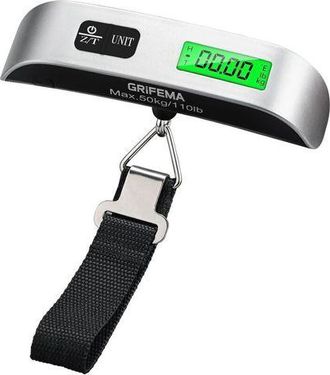OEM Balanza Digital Para Equipaje Ga2005, Balanza De Viaje Port&aacute;til Con Funci&oacute;n De Tara, Carga M&aacute;xima: 50 Kg, Negro/plata