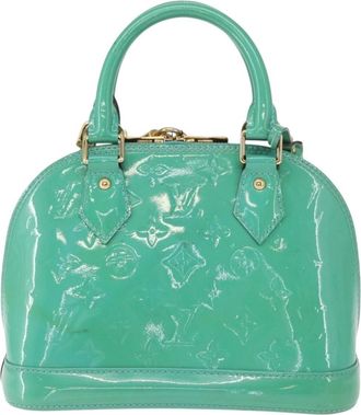 Louis Vuitton Alma Handbag Monogram Vernis Blue Patent_Leather Handbag (Pre-Owned)