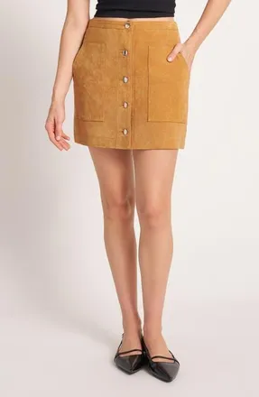 Matty M Button Front Suede Skirt in Camel at Nordstrom, Size X-Large