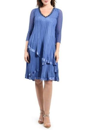 Komarov Layered Chiffon Dress in Fregatta Blue at Nordstrom Rack, Size Small