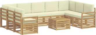 vidaXL Conjunto De Sof&aacute;s De Exterior 10 Uds. Blanco Y Crema Poli&eacute;ster Vidaxl