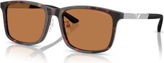 Emporio Armani Donker Havana/Bruin Zonnebril EA 4241D - Heren - Zonnebrillen - Bruin - 57 MM - Accessoires