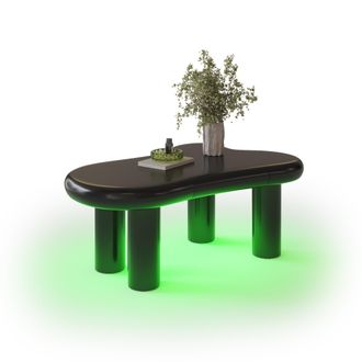 STILVORA Mesa De Centro Negra Con Forma De Nube, Fabricada En Mdf Con Iluminaci&oacute;n Led De 16 Colores Y Caj&oacute;n: Mesa Moderna Para Sal&oacute;n Con Espacio De Almacenamie
