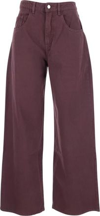 Icon Denim Los Angeles Bordeaux Wide Jeans met Logo Patch - Dames - Loose Fit Jeans - Rood - W24 - Denim - Jeans