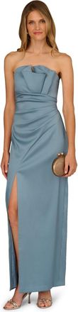 Adrianna Papell Womens Aidan Stretch Mikado Long Dress - Blue - Size 8 UK