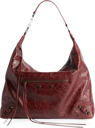 Balenciaga Medium Le City Crinkled-leather Shoulder Bag