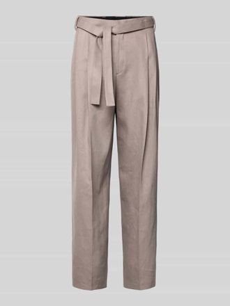 HUGO BOSS Regular Fit Weite Hose aus Hanf -Lyocell-Mix Modell FEDIX244F1X in Hellbraun, Gr&ouml;&szlig;e 102