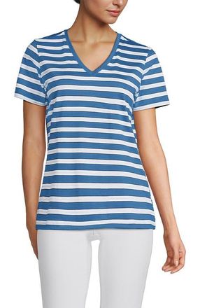 Lands End Relaxed Supima Cotton T-Shirt in Teal Blue Ocean Multi Stripe at Nordstrom, Size X-Large