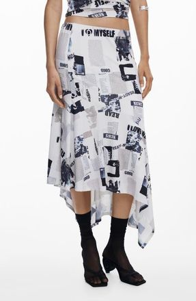 Desigual Handkerchief Hem Skirt in Light Beige at Nordstrom, Size Large