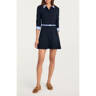 Cinq &agrave; Sept Lucilla Belted Shirtdress in Navy/Blue Stripe at Nordstrom, Size 00