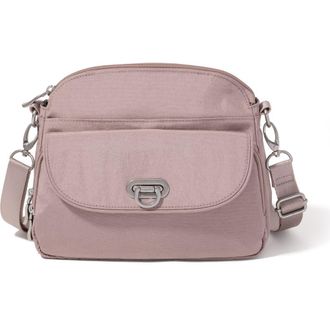 Baggallini Coastal Flip Lock Crossbody Bag in Blush Shimmer at Nordstrom