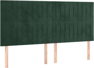 vidaXL Vidaxl - Cabecero con luces led terciopelo verde oscuro 160x5x118/128 cm