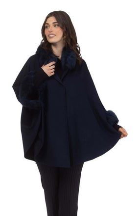 Gorski Wool And Cashmere Cape in Navy at Nordstrom