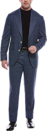 Brunello Cucinelli Blue Textured Tailored Suit, Brand Size 52 (US Size 42)