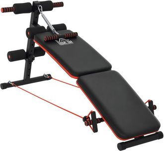 HOMCOM Homcom - Banco Abdominales Plegable Ajustable En Altura Para Hogar 51x137x50-66 Cm Negro