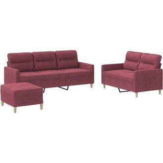 vidaXL Juego De Sof&aacute;s Con Cojines 3 Piezas Tela Rojo Tinto Vidaxl