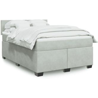 vidaXL Vidaxl - Cama Box Spring Con Colch&oacute;n Terciopelo Gris Claro 140x190 Cm