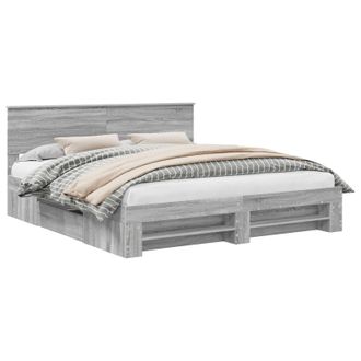 vidaXL Estructura De Cama Con Cabecera Gris Sonoma 180 X 200 Cm Vidaxl