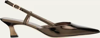 Stuart Weitzman Vinnie Metallic Kitten Slingback Pumps