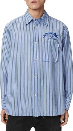 AllSaints Norte Graphic Button-Up Shirt in Lakehouse Blue at Nordstrom, Size Xx-Large