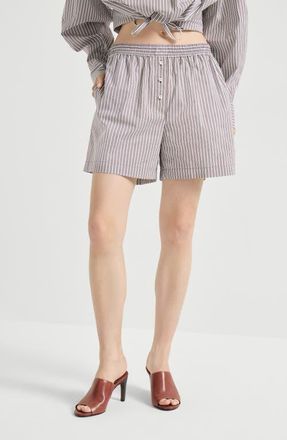 Brunello Cucinelli Pyjama-style shorts with monili in Bordeaux at Nordstrom, Size 3X-Large Eu