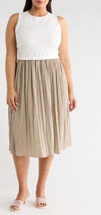 Tash And Sophie Sleeveless Mixed Media Dress in Ivory/Camel at Nordstrom Rack, Size 2 X
