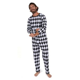 Leveret Christmas Mens Two Piece Cotton Loose Fit Pajamas Argyle