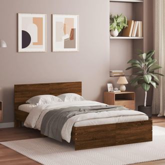 vidaXL Estructura De Cama Con Cabecero Marr&oacute;n Roble 120x200 Cm Vidaxl