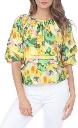 Rain + Rose Floral Ruffle Top in Yellow at Nordstrom Rack, Size X-Large
