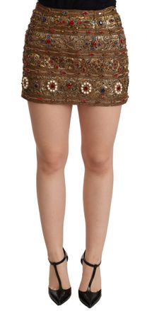 Dolce & Gabbana Goudkleurige jacquard rok met hoge taille voor dames