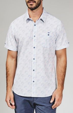 7 Diamonds Rubens Print Short Sleeve Button-Up Shirt in White at Nordstrom, Size Xx-Large