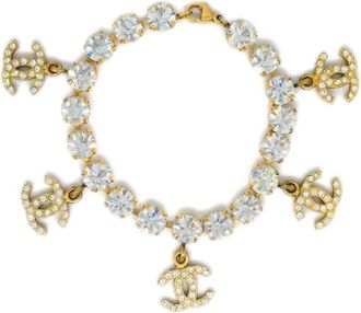 Chanel 1996 CC rhinestone-embellished bracelet - women - Gold Plated/Rhinestone - One Size