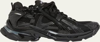 Balenciaga Mens Runner LED Mesh & Faux Leather Sneakers
