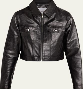 Re/Done Leather Crop Trucker Jacket
