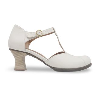 FLY London BEMI279FLY Mousse Leather Womens Heels Sandals - Off White - Size:UK 5